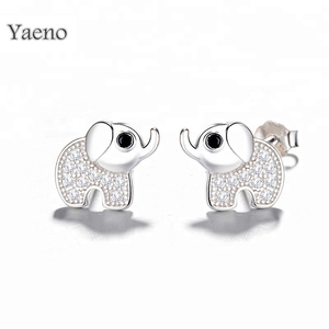 Boucles <span class=keywords><strong>d</strong></span>'oreilles en forme <span class=keywords><strong>d</strong></span>'éléphant, à la mode, 925, bijoux en <span class=keywords><strong>argent</strong></span> Sterling CZ, fermoir papillon, nouveauté - Product Image 1