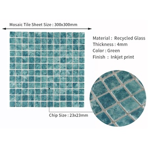 Mosaïque de verre pour <span class=keywords><strong>piscine</strong></span>, surface brillante, émail vert Sukabumi, jet d'encre, forme carrée, prix abordable - Product Image 6