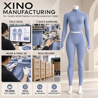 Vêtements de yoga de haute qualité, grande taille, légers, coupe ajustée, séchage rapide, manches longues, respirants, col montant, fermeture éclair quart, pour adultes