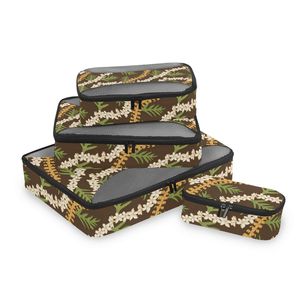 Cubos de Embalaje con Diseño de Helecho Hawaiano Pikake, Etiqueta Privada Personalizada, Juego de 4 Bolsas Organizadoras de Viaje para Guardar en la Maleta - Product Image 3