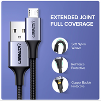Ugreen-Chargeur micro USB pour Samsung Galaxy S7 S6, cordon de charge rapide pour téléphone portable, tablette Xiaomi