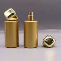 Botol Semprot Parfum Silinder Matte Hitam Isi Ulang 50ml Botol Parfum Kaca Emas dengan Tutup Emas