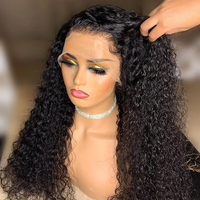 Perruque en cheveux humains Deep Wave 13x4 Lace Front, couleur cuivre noir, bouclée effet eau, avec closure frontale 4x4