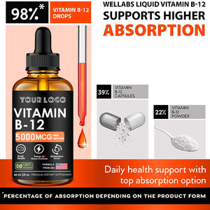 Venta al por mayor de fábrica: Gotas líquidas de vitamina B12, complejo de vitamina <span class=keywords><strong>B</strong></span>, B12 sublingual vegano de <span class=keywords><strong>5000</strong></span> mcg, mejora el estado de ánimo, promueve la pérdida de peso. - Product Image 2