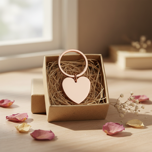 Portachiavi a forma di cuore con finitura oro rosa, Rose Eco Box, regalo per donne e uomini - Product Image 3