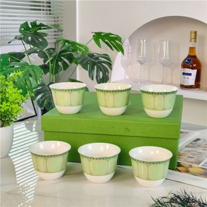 Service à thé 6 pièces en porcelaine fine verte classique, compatible lave-vaisselle, coffret cadeau inclus, idéal pour hôtels européens et usage domestique - Product Image 2