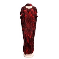 Robe longue décontractée imprimée, motif floral, strass, grande taille, taille haute, col rond, antistatique, style africain transfrontalier