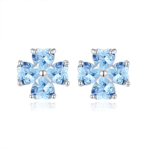 9 paires de boucles d'oreilles clous en argent sterling 925, motif trèfle à quatre feuilles, avec pierres naturelles en forme de cœur de 4 mm, bijoux minimalistes pour femme, idéales pour les soirées. - Product Image 1