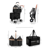 Poussette double pour chien Poussette de luxe à 4 roues pour chat pour grand petit chien Multicouche Grand espace Détachable Séparable