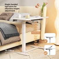 Table d'appoint de chevet pour canapé, bureau réglable en hauteur avec plateau relevable en acier et système pneumatique, idéal pour l'étude