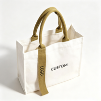 Bolsa de Mano Reutilizable Mediana con Asa Tejida Gruesa y Logotipo Personalizado, Bolsa de Compras de Lona Ecológica para el Uso Diario y Compras