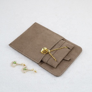 Custom Luxury Microfiber <b>Envelope</b> Bag With Ribbon Button Emboss Logo Printed Suede Wallet Packaging Jewelry Pouch for Rings - Product Image 4