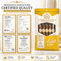 Pochette portable à fermeture éclair pour 5 cigares, étanche à l'humidité, avec couche hydratante pour feuilles de tabac, emballage plastique CPP mm