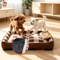 Canapé-lit ovale pour animaux de compagnie, vente en gros d'usine, lavable, en coton et lin, pour chiens, chats et petits animaux, coussin rebondissant antidérapant avec rembourrage en fibres