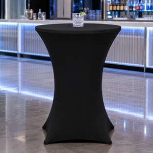 Heavy Duty Black Cocktail Spandex <b>Waterproof</b> Eco-Friendly Customizable Stretch Fitted <b>Table</b> <b>Cover</b> NFPA 701 Certified Commercial - Product Image 1