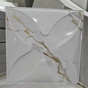 Panneaux muraux 3D en PVC à motif marbre écologiques, vente chaude du fabricant, 50*50 cm pour la décoration intérieure - Product Image 1