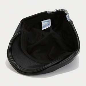 Boina de Diseño de Marca Famosa, Estilo Otoño-Invierno, con Detalles de Panda en Cuero Sintético, Parte Superior Plana - Product Image 6