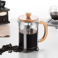Tutup Bambu French Press Braket Baja Tahan Karat Kaca Borosilikat Transparan Ramah Lingkungan Kapasitas Besar untuk Merebus Air