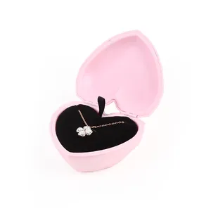 Custom Golden Wholesale Storage Large Heart Shape Leather Travel Pink Velvet Set Box Jewelry Packaging Boxes With Logo