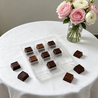 Barquette transparente à 18 cavités en PET, neuve, pour l'emballage de chocolats, de truffes, de gâteaux et de brownies