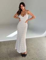 Nouveautés mode taille haute robe en dentelle haute qualité dames mince longues robes de soirée sexy pour femmes
