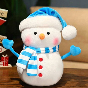 Vente directe usine : Jouets en peluche super doux Bonhomme de neige de Noël avec écharpe bleue, pour machines à grue d'arcade pour enfants - Product Image 1