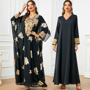 3495 nuova veste transfrontaliera da donna, elegante e bronzata, da donna con stile Dubai, allentata in due pezzi Abaya per il Ramadan Summer - Product Image 4