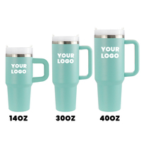 Tazas Térmicas de Acero Inoxidable Personalizadas con Logotipo, Antiderrames, H2.0, de 14oz, 30oz, 40oz, con Tapa, Asa y Pajita