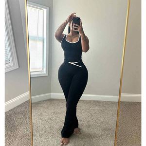 High Quality Wide Leg Flare Pants <strong>U</strong> Back Sports Bra <strong>Two</strong> Piece Yoga Sets - Product Image 3