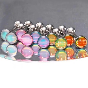Piercing de langue en acier inoxydable |   Accessoires de piercing corporel à filetage externe couleur arc-en-ciel en gros - Product Image 1