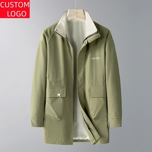 Cappotto <span class=keywords><strong>Trench</strong></span> Impermeabile <span class=keywords><strong>Lungo</strong></span> da <span class=keywords><strong>Uomo</strong></span> Taglie Forti con Risvolto a Revers e Chiusura Monopetto, Antivento - Product Image 2