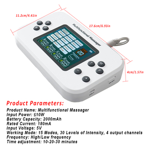 Estimulador Muscular Eléctrico de 4 Salidas, Dispositivo de Fisioterapia de Alta Frecuencia, <span class=keywords><strong>Electroestimulador</strong></span> de Pulsos EMS TENS - Product Image 5