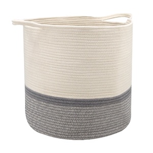Fordable white woven customized hanging cotton rope woven plant storage basket