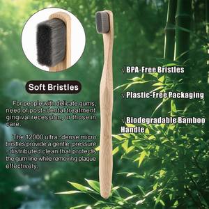 Cepillo de Dientes de Bambú Ecológico con Mango de Calabaza, Cerdas Nano Súper Suaves, Caja Kraft, para Supermercados, Regalo, ODM OEM - Product Image 5