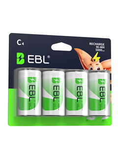Paquete de 4 Pilas Recargables EBL Nuevas en Caja, Proveedor de Fábrica, 1.2V 5000mAh, Ecológicas, Ni-MH, en Oferta - Product Image 1