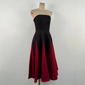 <span class=keywords><strong>Robe</strong></span> <span class=keywords><strong>longue</strong></span> à bretelles noires et rouges de haute qualité à la taille de conception vietnamienne - Product Image 3