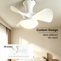 Ventilateur de plafond commercial rétro nordique avec éclairage, 22 pouces, en fer, style cage à oiseaux, 3 pales en noyer, DC 6 vitesses, intensité variable, ODM