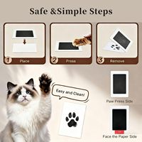 Kit de cadre souvenir en bois pour empreintes de pattes d'animaux, cadre photo commémoratif pour chien et chat avec tampon encreur et flacons de rangement