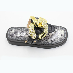 Nouvelles sandales compensées de haute qualité pour femmes, élégantes et tendance, de marques de créateurs célèbres, babouches en métal - Product Image 2