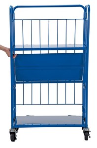 접이식 롤링 컨테이너 3 면 창고 롤 컨테이너 트롤리 블루 파우더 코팅 물류 카트 - Product Image 3