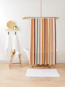 Équilibre des couleurs neutres décor d'hôtel Boho <span class=keywords><strong>Extra</strong></span> <span class=keywords><strong>Long</strong></span> minimaliste Vintage polyester imprimé rayures <span class=keywords><strong>rideau</strong></span> de <span class=keywords><strong>douche</strong></span> - Product Image 6