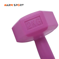 Haltères hexagonaux écologiques recouverts de plastique 1-6 KG 3-15 LB, remplis de ciment et de sable, pour l'exercice des bras