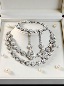 Conjunto de Joyería Nupcial Kardiya, Elegante y Moderno, con Zirconias Brillantes en Forma de Flor, para Bodas y Eventos Nocturnos, Cadenas de Aleación de Acero Titanio - Product Image 2