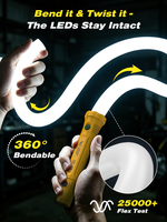 Lampe de travail LED flexible rechargeable 2-en-1 en silicone, lampe d'inspection pliable pour les zones difficiles d'accès ou l'atelier
