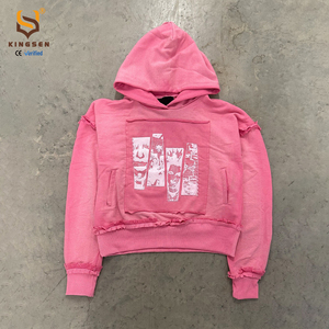 Fabricant de sweats à capuche, design personnalisé, sweat à capuche délavé à l'acide, impression sérigraphique, sweat à capuche oversize court et ample, noir, pour homme - Product Image 1
