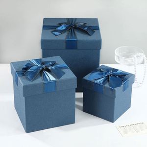 Tiandi Cover Blue Bow Square <b>Large</b> Capacity Gold Foil Coated Paper Cardboard <b>Gift</b> <b>Box</b> for Customers Yiwu Wholesale - Product Image 2