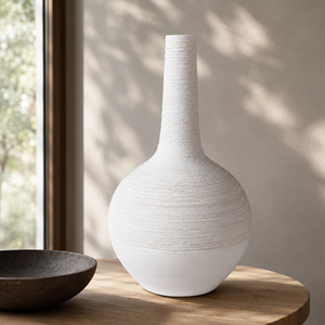 Custom Handmade White <b>Ceramic</b> Vase Modern Textured <b>Ceramic</b> Flower Vase Home Art Decor Table Centerpiece Wholesale OEMODM Factory - Product Image 1