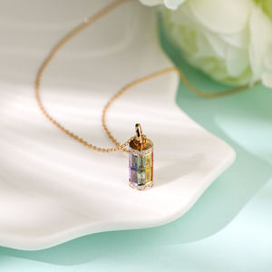 Charme en or massif 18 carats de haute qualité avec saphirs colorés taille baguette et diamants naturels – Joli cadeau pour petite amie, Saint-Valentin - Product Image 5