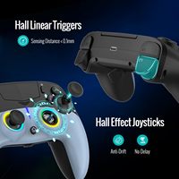 Manchettes de jeu pliables en ABS compatibles PS-5/Pro/Slim/PC, joystick à effet Hall, 9 couleurs de lumière RGB, 4 modes d'éclairage