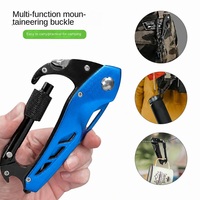 Couteau mousqueton bleu électrique avec clip de verrouillage rotatif, lame pliante, brise-vitre, idéal pour le camping, les sports et les activités de plein air, pour les acheteurs en gros